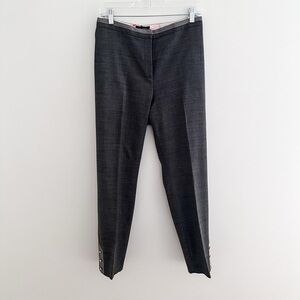 Ted Baker London Tailored Trousers Side Ankle Button Detail Gray Wool Blend